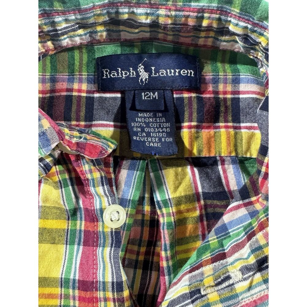 Ralph Lauren Baby Boys 12M Plaid Short Sleeve Button Down Shirt Multicolor - Picture 3 of 4